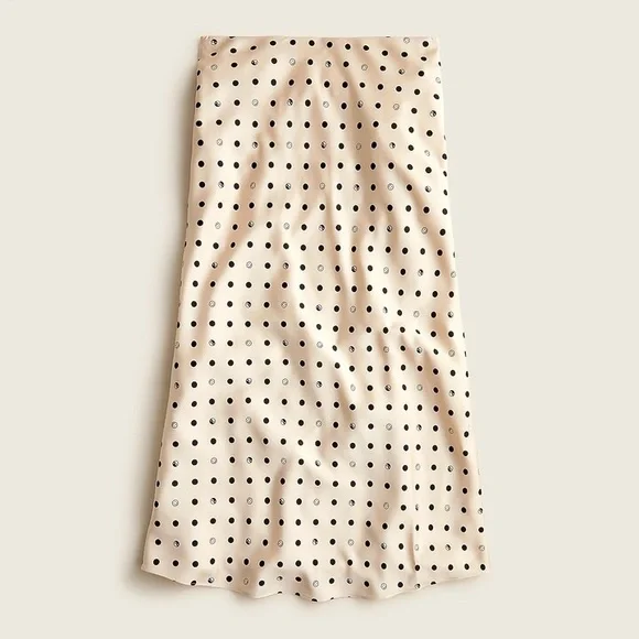J. Crew Cream Pull-on slip skirt in mixed dots